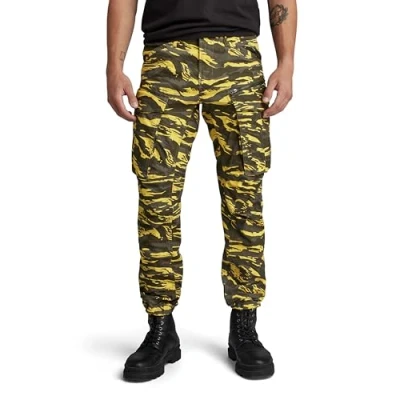 Image of G Star Men&#039;s Rovic Zip 3D Regular Tapered Pants, Multicolor (dk lemon tiger camo D02190 D553 G394), 33W / 32L