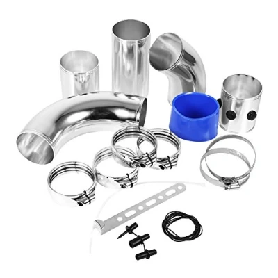 Image of Universal Induction Pipe Hose Kit, 3inch Car Air Intake Filter Aluminium Alloy High Flow Kit Automotive Tube