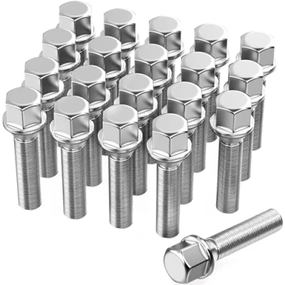 Image of GAsupply 20pcs Tapered Seat Alloy Wheel Bolts M14x1.5, 40mm Thread, 17mm Hex Replacement Bolt Kit for Most Audi Volkswagen (Chrome)