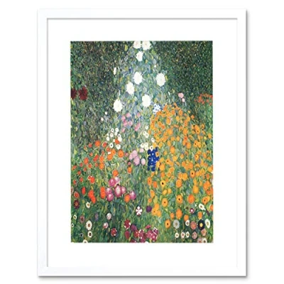 Image of Wee Blue Coo Gustav Klimt Flower Garden 1907 Old Master Painting Art Framed Wall Print