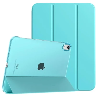 Image of TiMOVO Case for iPad 10th Generation 2022, Slim Stand Cover 10.9 inch, Auto Wake/Sleep Smart Folio with Hard PC Translucent Back Shell Fit 10 Protective Case, Azure
