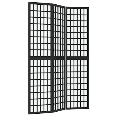 Image of Folding 3 Panel Room Divider Japanese Style 120x170 cm Black Shoji vidaXL