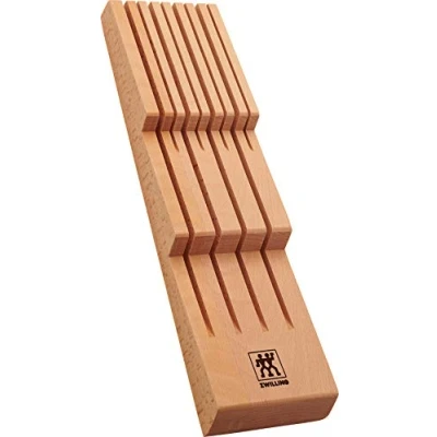 Image of Zwilling Knife Holder for Drawers, Drawer Insert, 8 Knives, 41 x 10.8 4.8 cm. Wood.