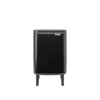 Image of Brabantia Bo Waste Bin Hi 7L with Soft Close Lid, Removable Inner Bucket, and Transport Grip Ideal for Bathroom, Bedroom, Home Office Matt Black