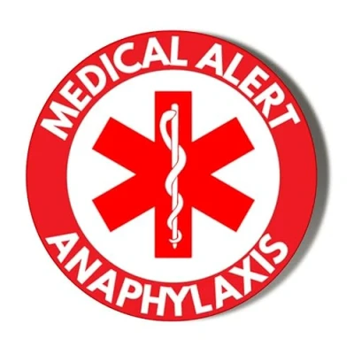 Image of Gift Insanity MEDICAL ALERT RED BACKGROUND ANAPHYLAXIS 38mm Small Badge