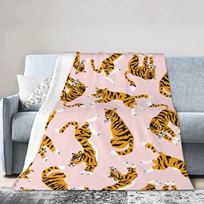 Image of Tiger Blanket Cute Animal Super Soft Warm Bed Throw Blankets for Couch Bedroom Bedding Sofa Office Car Girls Boys Gifts, All Season Cozy Flannel Plush Kids Adults, 50&quot;X40&quot;