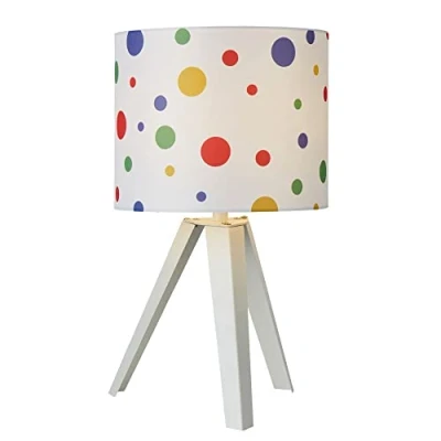 Image of LITECRAFT Glow Polka Dot Table Lamp with Multi Coloured Fabric Shade White