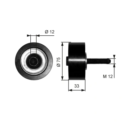 Image of 9062003370, 9062004470, A9062003370, A9062004470 Idler Pulley GATES T36291 Micro V ESTART