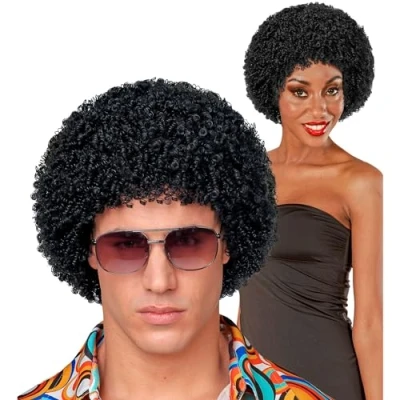 Image of Brown 70S Disco Wig Fancy Dress Costume Accessory Retro Hippy Groovy