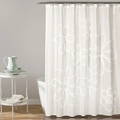 Image of Lush Decor Polyester Shower Curtain, White, 72&quot; W x L (Pack of 1)