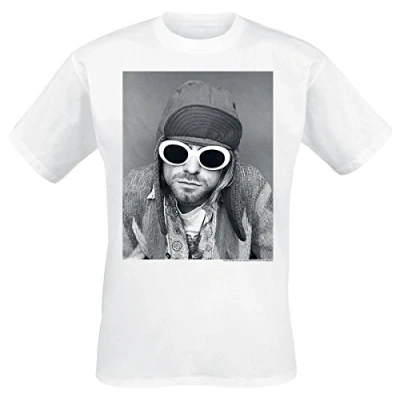 Image of Kurt Cobain Sunglasses Photo T Shirt White XL