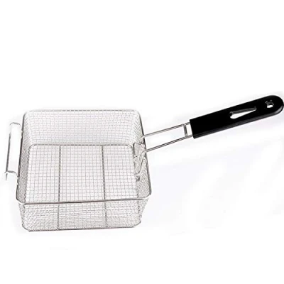 Image of Stainless Steel Deep Fryer Basket, Fish Frying Chip Fry Serving Basket Food Strainer Wire Fried Baskets for Chips, Fries, Shrimps, Onion Rings