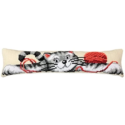 Image of Vervaco Draught Excluder Playful Cat Cross Stitch Kit, Multi Colour