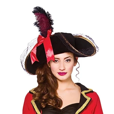 Image of Wicked Costumes Ladies Deluxe Caribbean Pirate Hat with Feather