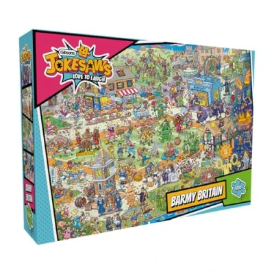 Image of Gibsons Jokesaws: Barmy Britain 1000 Piece Jigsaw Puzzle Fun Comedy Sustainable for Adults Premium 100% Recycled Board Great Gift Games B Corp