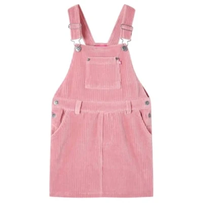 Image of vidaXL Kids&#039; Light Pink Corduroy Overall Dress with Adjustable Straps and Patch Pockets Size 116 for 5 6 Years Old