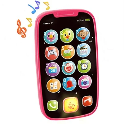 Image of Toys for 1 Year Old Girls, Girl Gifts, 15 Functions Baby Phone Toy, 1st Birthday Gifts 12 Months Learning Musical Kids with Lights Sounds Numbers &amp; Letters