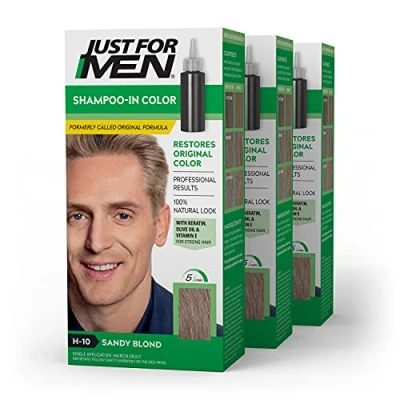 Image of Just For Men Shampoo In Hair Color, Sandy Blond 10, 1 Application, (Pack Of 3)