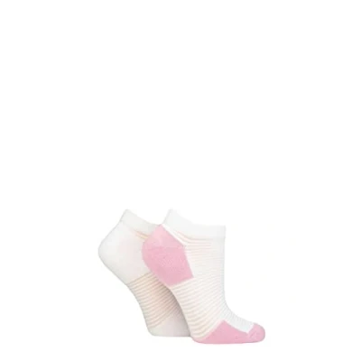 Image of Elle Ladies Bamboo Sheer Stripe Cushioned Heel and Toe No Show Socks Pack of 2 Pink 4 8
