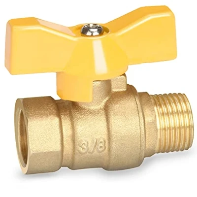 Image of Oumuik Brass Ball Valve, 3/8 Inch, PN16, Red, Full Flow, PTFE Seal, 20C to +180C, Female Thread