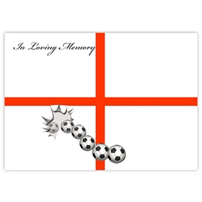Image of celloexpress In Loving Memory (Football England) Flower Message Cards 90mm x 125mm Bereavement Florist Card Sympathy Condolences Notes (Pack of 6)