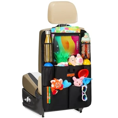 Image of SURDOCA Car Organiser Seat 4th Generation Enhanced Back for up to 11 inch Tablet Holder, 8 Pockets, Kids Toy Storage, Water Proof Protector