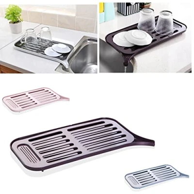 Image of HK Online Dish DRAINER &amp; Drip Tray Counter Top Rack, Mug Cutlery Holder, (Sink SIDE Drainer)