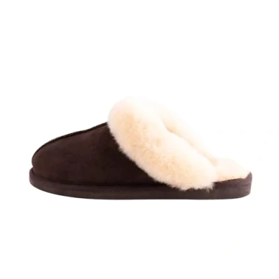 Image of Shepherd of Sweden Jessica Sheepskin Slippers Women 100% Real Slip In Comfort Soft and Warm Fluffy Moro chestnut 8 UK