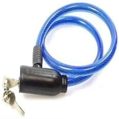 Image of Paulstore Steel spiral cable bicycle bike lock 2 keys cycle chain PVC non scrachable sleve (Blue)