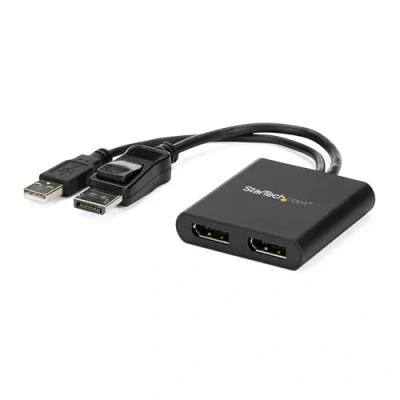 Image of StarTech.com Dual Monitor DisplayPort 1.2 Splitter, to 2x DP Multi Adapter, 4K 30Hz or 1080p 60Hz Computer MST Hub, USB Bus Powered, Windows Only (MSTDP122DP)