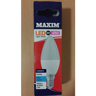 Image of 1 x Maxim LED Candle Small Edison Screw Cap (SES) Bulbs, E14, 6 W, Daylight White