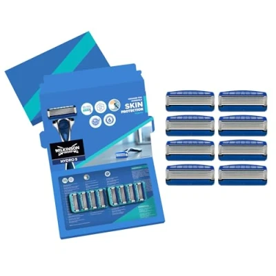Image of WILKINSON SWORD Hydro 5 Skin Protection For Men Hydrating Gel and Precision Trimmer Pack of 8 Razor Blade Refills