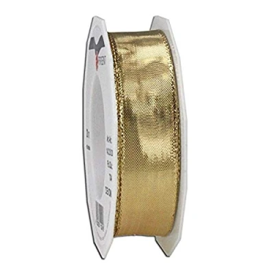 Image of Präsent Devon Wired Ribbon Light Gold 20 m Roll 25 mm width