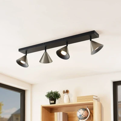 Image of Lucande Kartio ceiling lamp 4 bulb tiltable nickel