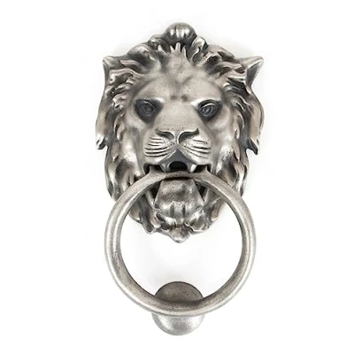 Image of From The Anvil Antique Pewter Lion Head Door Knocker