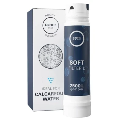 Image of GROHE Blue Filter Replacement for (Excluding Home) and Red Water Systems Fresh Filtered Water, Reduces Limescale Heavy Metals, Capacity 2500 L, 40412001