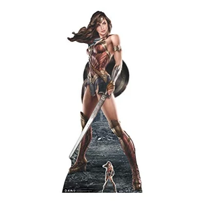 Image of Star Cutouts Ltd Wonder Woman (Graphic Artwork) Life Size Cardboard Cut, Multi Colour, 184 x 80 cm