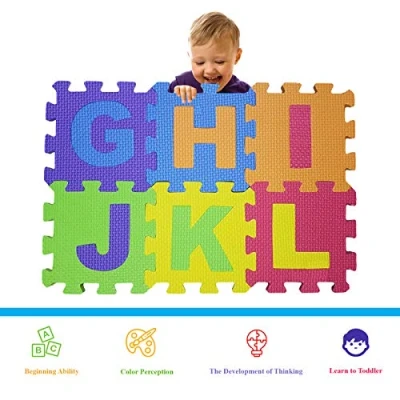 Image of FunkyBuys KIDS BABY EVA INTERLOCKING SOFT FOAM ACTIVITY PLAY MAT SET TILES FLOOR INTER LOCKING (26pc (Alphabets))