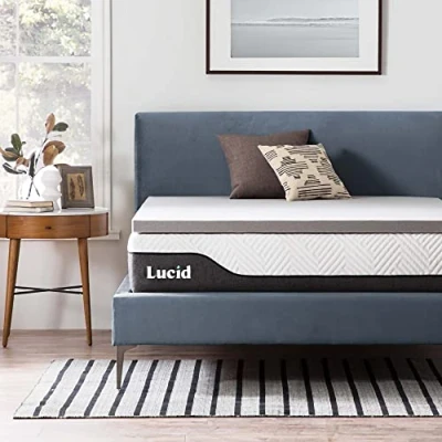 Image of LUCID 5 cm Bamboo Charcoal Memory Foam Mattress Topper Activated Breathable Topper, Double Bed (135 x 190 cm)