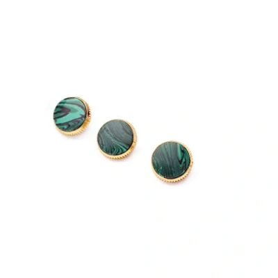 Image of Alnicov Gold Plated Stone Inlays Trumpet Finger Buttons for Replacement Green Set of 3