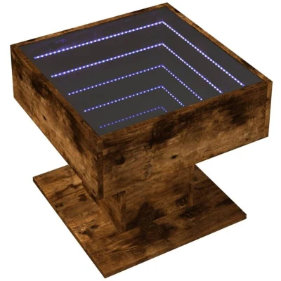 Image of vidaXL Coffee Table with LED Smoked Oak 50x50x45 cm Engineered Wood