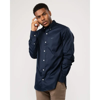 Image of GANT Men&#039;s Reg Pinpoint Oxford Shirt Dress, Navy, XXL