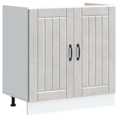 Image of vidaXL Lucca Sink Base Cabinet Concrete Grey Engineered Wood, 86x46x81.5 cm, Modern Kitchen Storage Solution