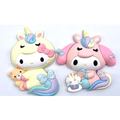 Image of 3D Foam Magnet Compatible with Hello Kitty &amp; My Melody Friends Unicorn 2 Piece Magical Bundle Set