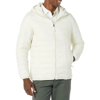 Image of Amazon Essentials Men&#039;s Lightweight Water Resistant Packable Hooded Puffer Jacket, Light Beige, XS