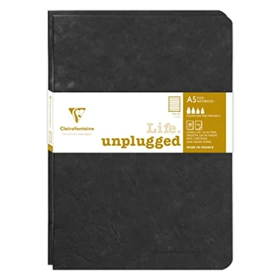 Image of Clairefontaine 733171C Age Bag DUO set of 2 stitched notebooks 14.8x21cm 96p lined black