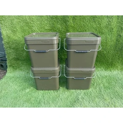 Image of Lidsters Fishing Square Bucket 5L 10L 17L Litre Carp Coarse Bait Buckets (4 x Buckets)