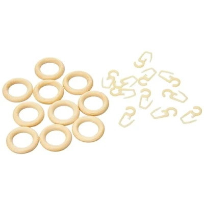 Image of Gardinia 10 Rings with Folding Hook, Wood, Pine/Natural, Wood