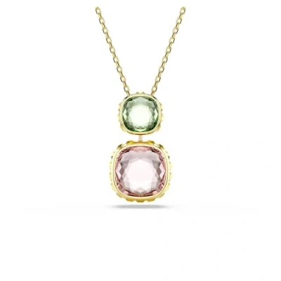 Image of Swarovski Chroma pendant, Cushion cut, Multicolored, Gold tone plated