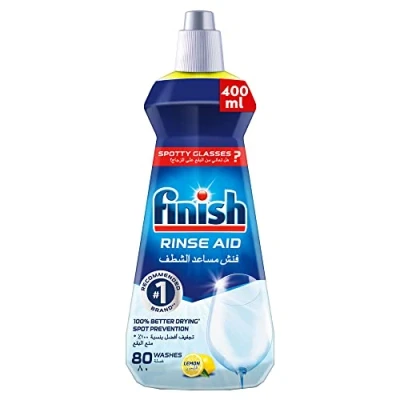 Image of Finish Dishwasher Cleaner Rinse Aid , Scent: Lemon Size : 400ml for Ultimate Clean and Diamond Shine